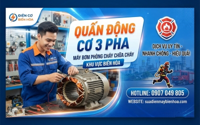 Quấn động cơ 3 pha máy bơm phòng cháy chữa cháy khu vực Biên Hòa