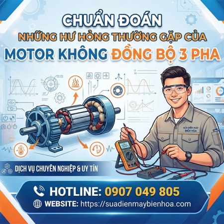 Chuẩn đoán những hư hỏng thường gặp của motor không đồng bộ 3 pha